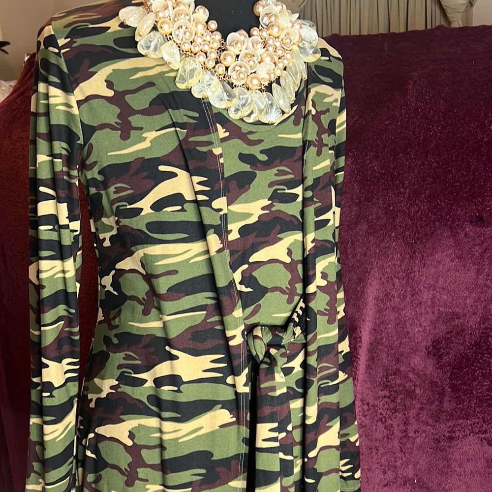 2pc plus size MIDI Dress with Tie Sash